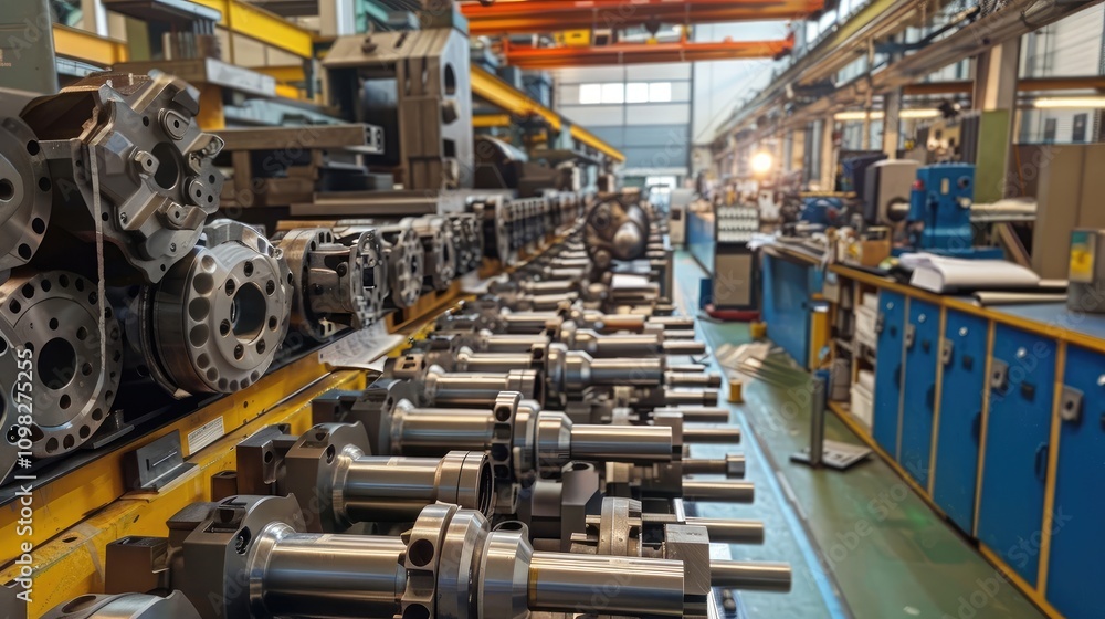 Fototapeta premium Industrial Machinery Assembly Line in Modern Factory