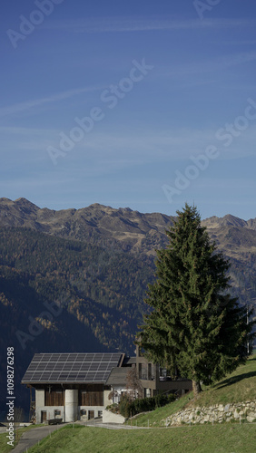 Wallpaper Mural House and trees on the Italian Alps Torontodigital.ca