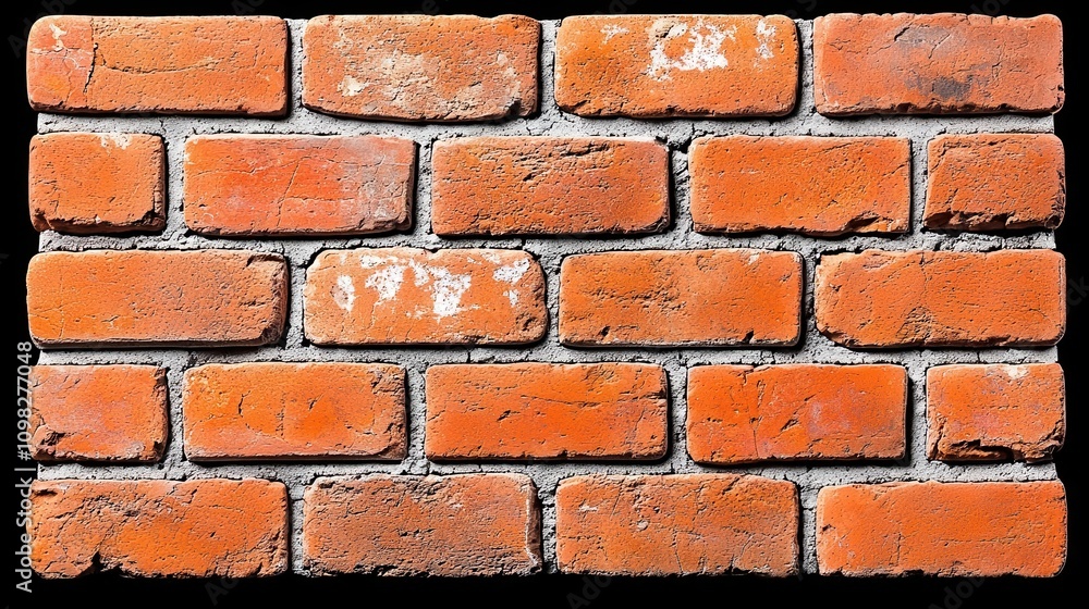 Obraz premium Red brick wall texture, isolated on black background.