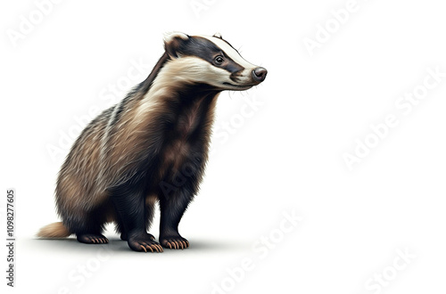 badger standing, isolated on a white background.