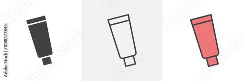 Cream tube icon collection in black and white and colored style