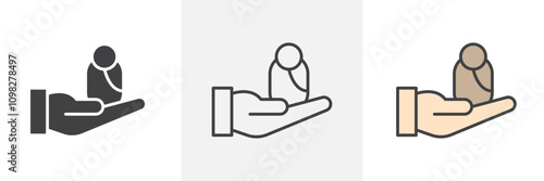 Neonatologist icon collection in black and white and colored style