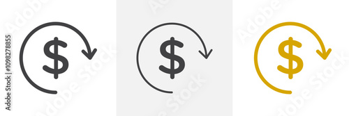 Circulation of money icon collection in black and white and colored style