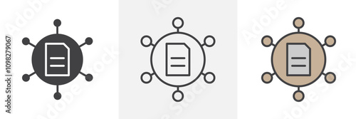 Gathering information icon collection in black and white and colored style
