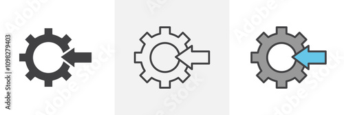 Integration icon collection in black and white and colored style