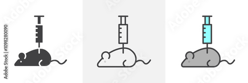 Animal testing icon collection in black and white and colored style