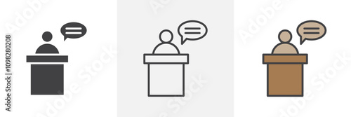 Witness icon collection in black and white and colored style
