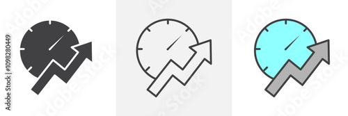 Continuous improvement icon collection in black and white and colored style