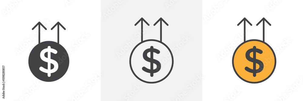 Obraz premium High revenue icon collection in black and white and colored style