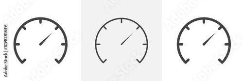 Speedometer icon collection in black and white and colored style