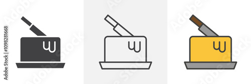 Butter icon collection in black and white and colored style