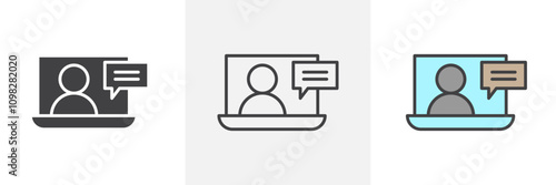 Webinar icon collection in black and white and colored style