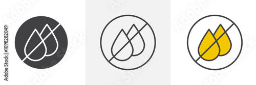 Oil free icon collection in black and white and colored style