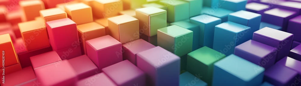 Obraz premium Colorful Cubes Abstract Three Dimensional Render