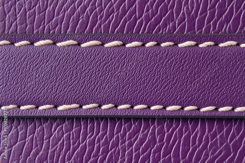 Elegant matte leather texture in deep burgundy with soft lilac stitching highlights meticulous craftsmanship photo