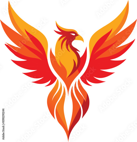  Phoenix bird Mascot Vector art  on white background.