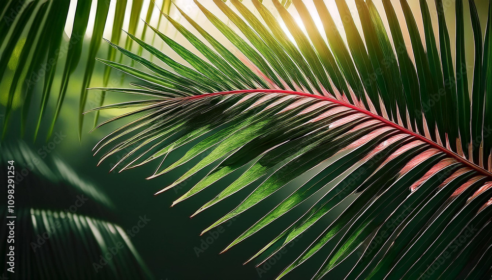 Obraz premium green palm leaf and coconut leaf