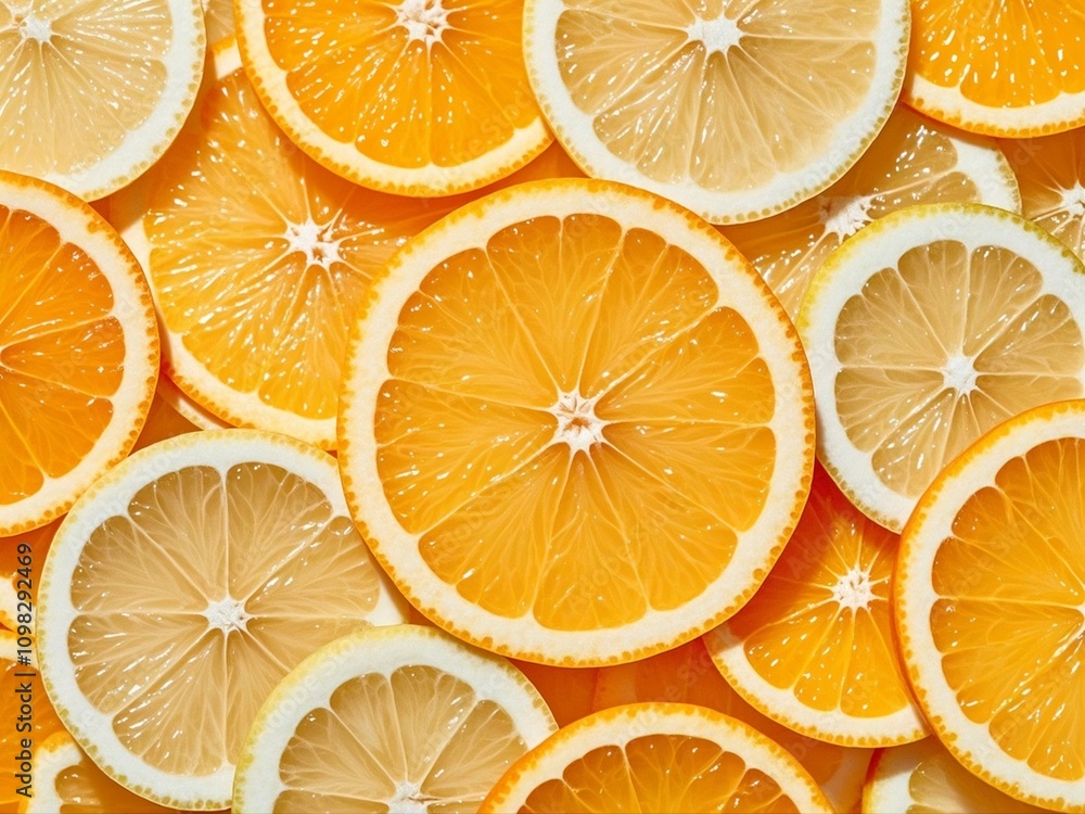 Orange And Lemon Slice Abstract Seamless Pattern