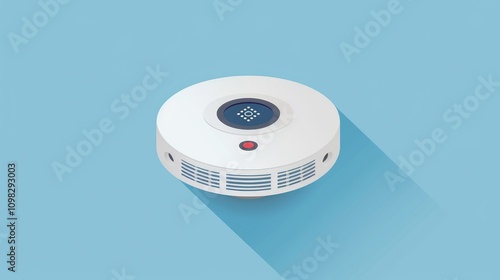 Modern White Smoke Detector Against Light Blue Background