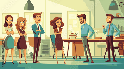 
A Diverse Collection of Confident Business Leaders in Teamwork and Vector illustration of diverse multinational standing cartoon Style 