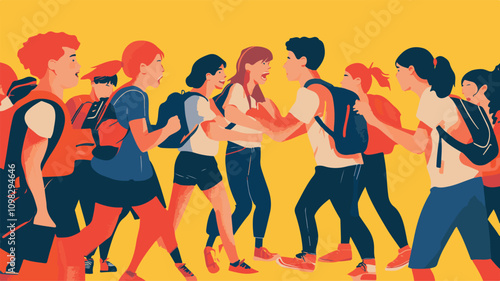 
A Diverse Collection of Confident Business Leaders in Teamwork and Vector illustration of diverse multinational standing cartoon Style 