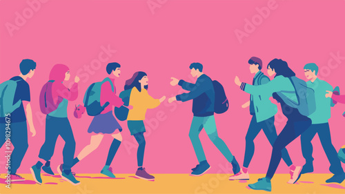 
A Diverse Collection of Confident Business Leaders in Teamwork and Vector illustration of diverse multinational standing cartoon Style 
