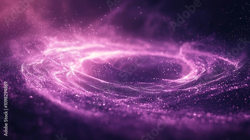 Mesmerizing abstract background with a dynamic purple circular particle wave glowing center and ample open space for text overlay  Futuristic tech oriented and visually striking design photo