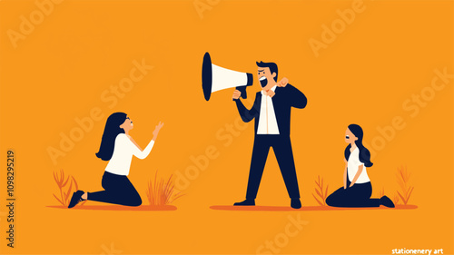 Angry Office Man Navigating Workplace Stress and Managing Emotions Vector flat cartoon 
Art & Illustration