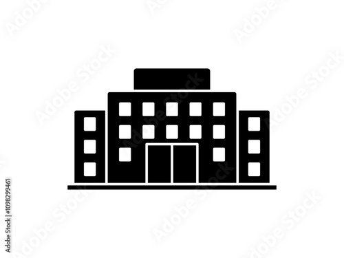 office building icon pictogram flat style, icon sign symbol office logo vector illustration, isolated on white