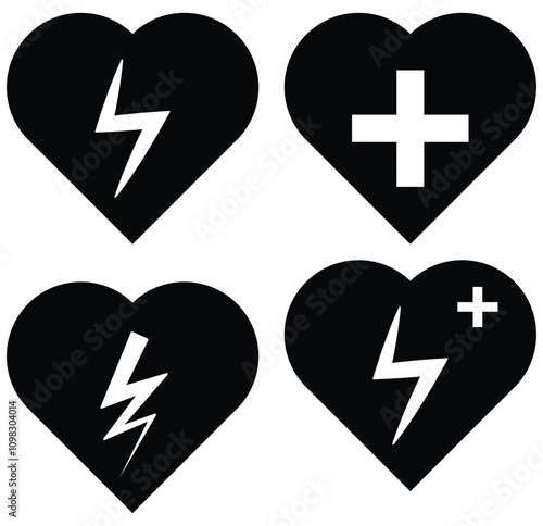 AED icon. Heart electricity and CPR AED icon vector illustration eps 10.