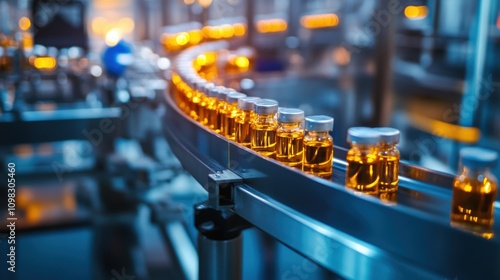 Wallpaper Mural Medical vials on production line at pharmaceutical factory, Pharmaceutical machine working pharmaceutical glass bottles production line, health care, pandemic Torontodigital.ca