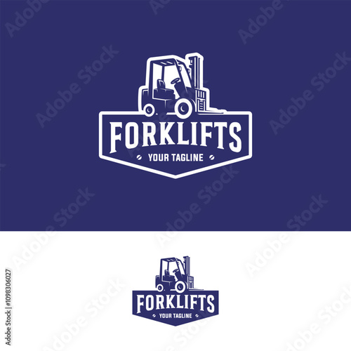 forklift logo illustration vector design with vintage style