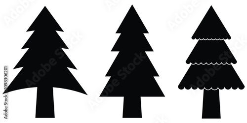 Christmas tree icon.  Pine tree, Holiday, Festive, Decorated, Seasonal tree. vector illustration eps 10.