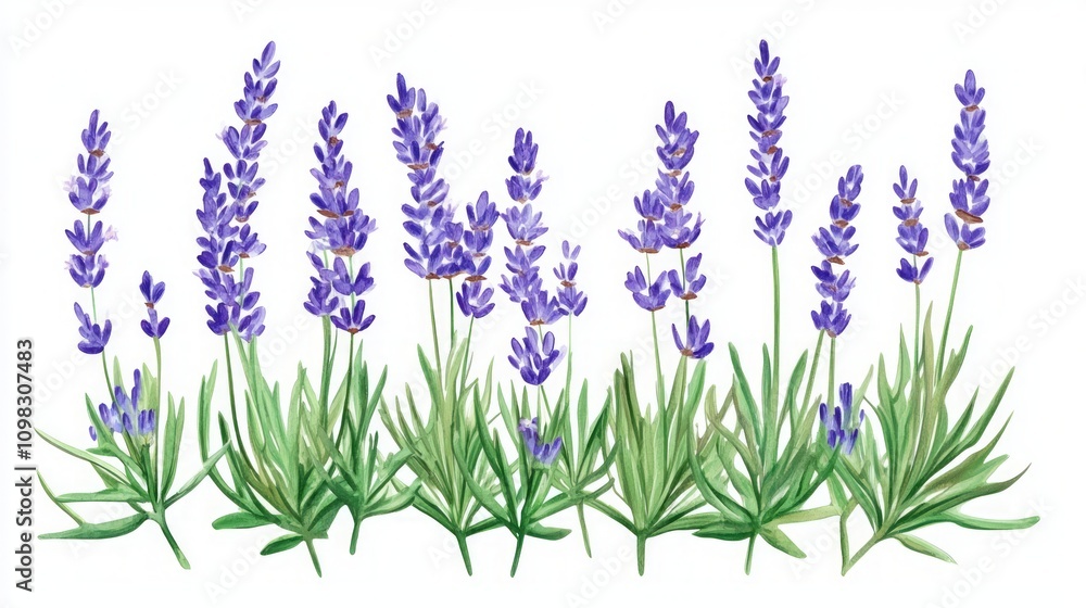 Fototapeta premium Watercolor Lavender Illustration