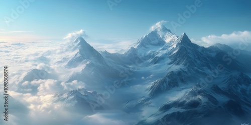 Wallpaper Mural Snowy alpine peaks towering above the clouds in a serene and majestic winter mountain panorama Torontodigital.ca