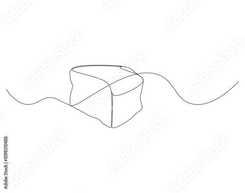 Slice of Cake Continuous Line. Continuous one line drawing pastry cutlet dish with cherry. Dessert concept. Single line draw vector