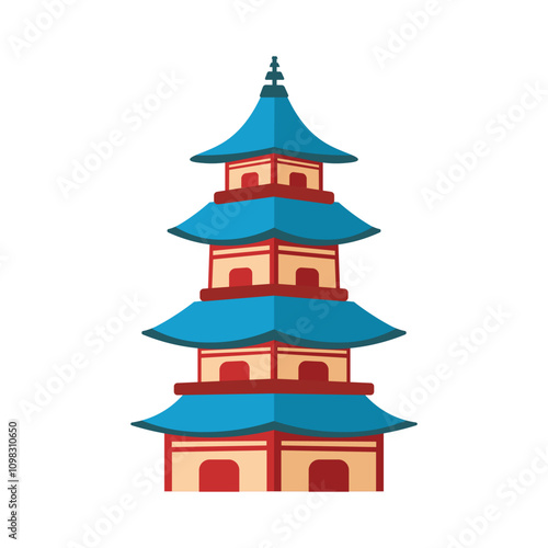 Vector Illustration Pagoda. isolated flat design