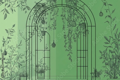 Elegant minimalistic pergola design with botanical elements for modern aesthetic inspiration