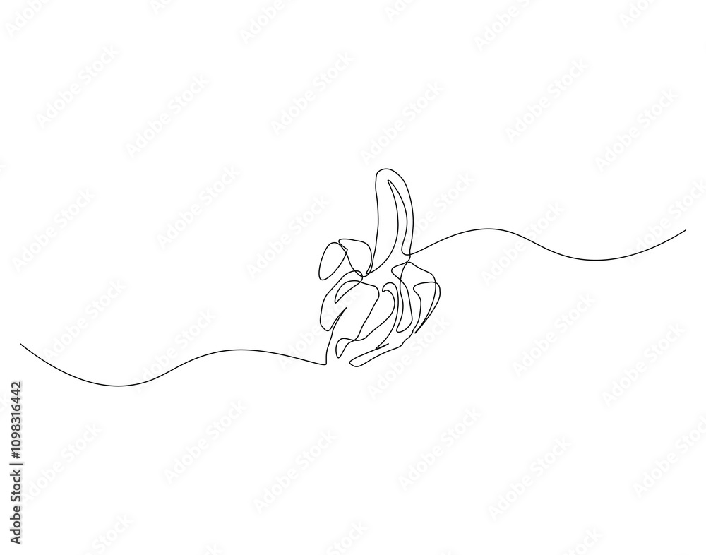 Obraz premium Continuous line drawing whole bunch healthy organic bananas . Fresh summer tropical fruitage concept fruit garden
