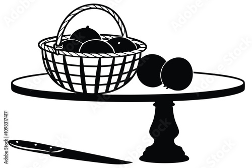 Orange Silhouette of three oranges in a basket C.eps