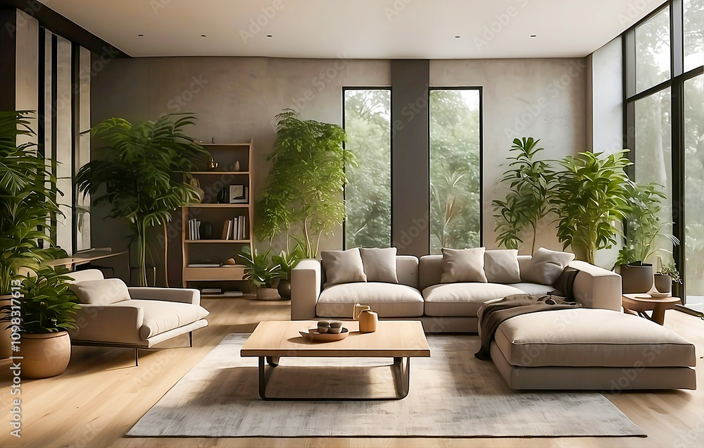 Fototapeta premium Scandinavian, Modern Living Room