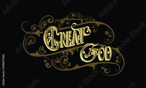 GREAT GOD lettering custom style design