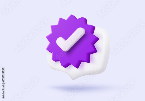 3d check mark sign icon on bubble. check list button best choice for right, success, tick, accept, agree on application. 3d choose correct icon vector with shadow render illustration