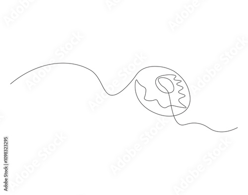 Continuous line drawing of donut. One line donut drawing. One line bakery concept. Single line vector illustration