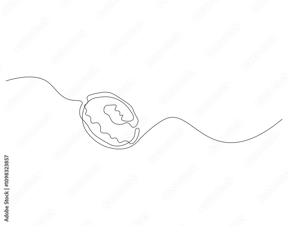 Obraz premium Continuous line drawing of donut. One line donut drawing. One line bakery concept. Single line vector illustration