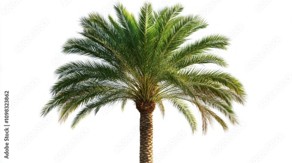 Fototapeta premium Majestic Palm Tree Against a Pristine White Background