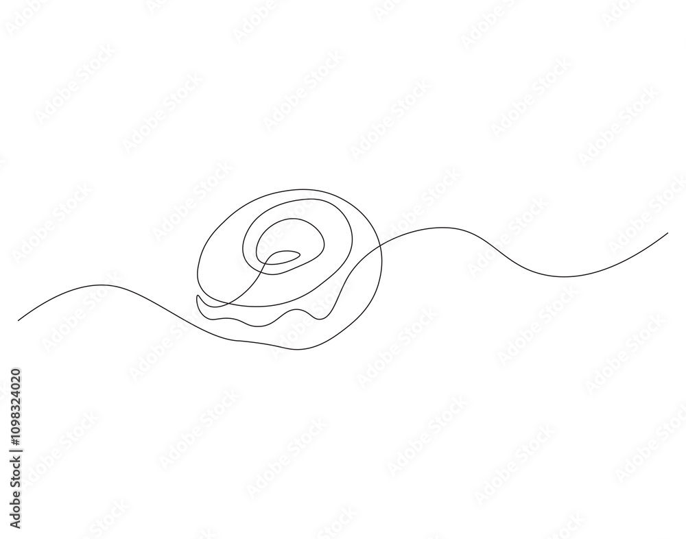 Obraz premium Continuous line drawing of donut. One line donut drawing. One line bakery concept. Single line vector illustration