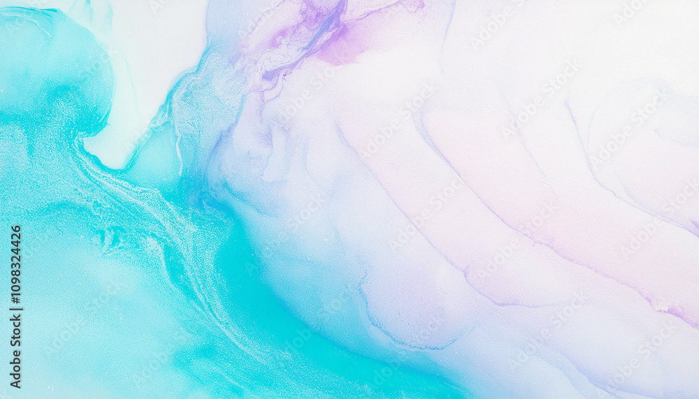 Fototapeta premium Abstract Teal and Lavender Ink Wash Background Texture