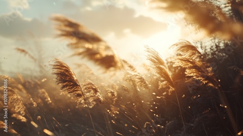 dry grass sun rays background wind nature landscape freedom concept