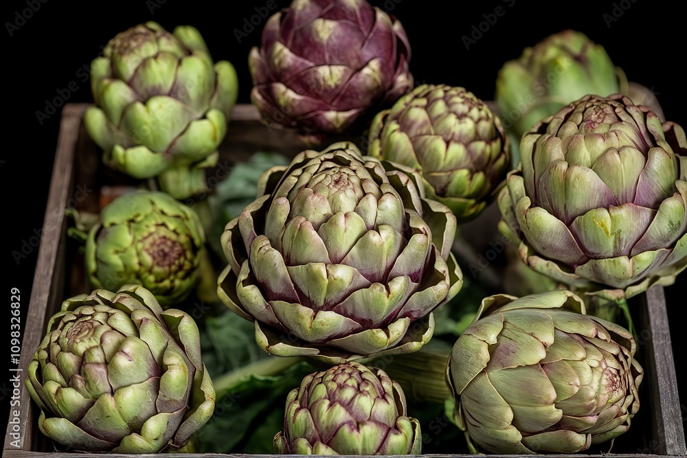 Fototapeta premium A vibrant setting with fresh artichokes